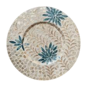 Mother Of Pearl Charger <b>Plate</b> With Floral Shell Inlay Handmade Wood Base <b>Decorative</b> <b>Plate</b> For Wedding Decor Hotel Tableware - Product Image 1