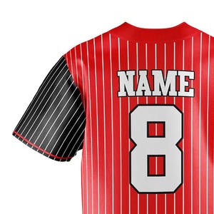 Maillot de baseball authentique à rayures fines, dégradé bleu clair, rose et noir, personnalisé et tendance - Product Image 6