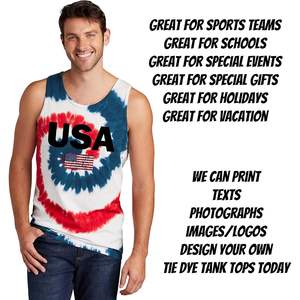 Camisetas sin mangas para hombre de diseño personalizado 2025 Pc147tt Multicolor Tie Dye con su propio logotipo estampado de textos - Product Image 3