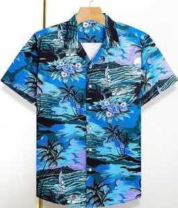 Green purple print hawaiian <b>shirt</b> - Product Image 2