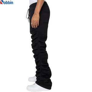 Pantalones deportivos de hombre de última tendencia, personalizados, estilo apilado, acampanados, de cintura media, estilo hip hop, pantalones de chándal acampanados. - Product Image 4
