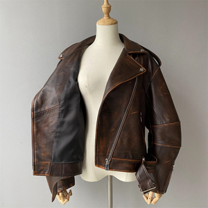 Premium Leather Biker <b>Jacket</b> For <b>Men</b> With Classic Moto Style Durable Construction And Comfortable Everyday Fashion Wear - Product Image 5