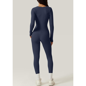 Mono elástico sexy de cuello cuadrado para mujer, de manga larga, con leggings de longitud completa, a la moda, OEM - Product Image 2