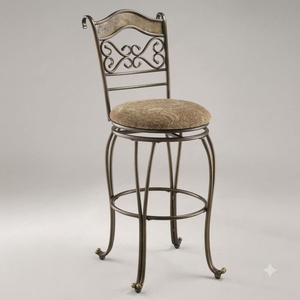 <b>Vintage</b> Wrought Iron Bar <b>Chair</b> Classic Metal Cafe Stool Heavy Duty Outdoor Patio High <b>Chairs</b> with Fixed Armrest - Product Image 2