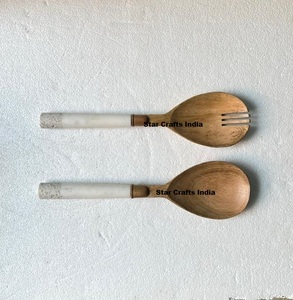Ensemble de saladiers en bois personnalisés, vente en gros, nouveau, manche long, logo personnalisé, écologique, passe au lave-vaisselle, pour la maison, la cuisine, les hôtels - Product Image 2