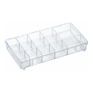 Boîte de rangement transparente avec couvercle à charnières pour le stockage de petites pièces par BRAIN PS - Product Image 1