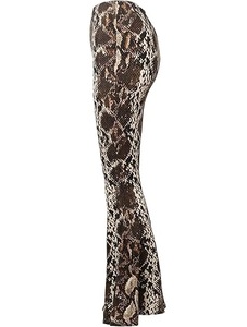 Pantalon évasé en similicuir PU effet peau de serpent, taille mi-haute, respirant, décontracté, avec braguette boutonnée, pour femme - Product Image 3