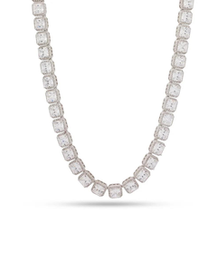 Collar de tenis de lujo con moissanita de corte princesa, plata 925, cadena llamativa con incrustaciones de circonitas, joyería de plata brillante, regalo unisex - Product Image 4