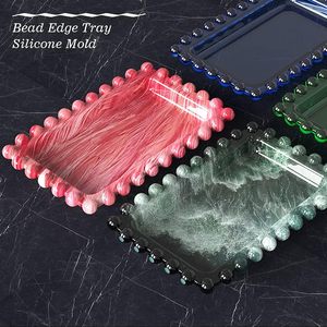 Molde de resina con bordes de cuentas, rectangular, para joyería, molde para resina epoxi, exhibición, portaadornos, portavelas, jabonera - Product Image 4