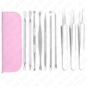 Professional 10 Piece Stainless Steel <b>Blackhead</b> Acne <b>Extractor</b> Kit Custom Label Pore Cleaner Facial Care Tool Set - Product Image 2