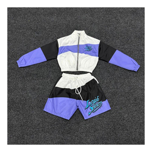 Custom Men 2 Piece <b>Wind</b> <b>Breaker</b> Streetwear Summer Tracksuit Nylon Polyester Windbreaker Shorts Set - Product Image 1