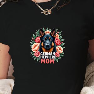 เสื้อยืดถักทรงสลิมฟิตสำหรับผู้หญิงพิมพ์ลายดอกไม้ Y2K เยอรมันเชพเพิร์ด - Product Image 3