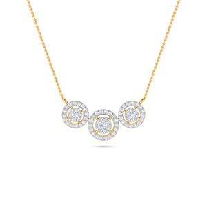 Collier de luxe pour femme en or plaqué avec diamants de laboratoire, triple cercle halo, grappe ronde triple, cadeau idéal - Product Image 5