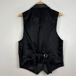 <b>Men's</b> Genuine Leather <b>Vest</b> <b>Black</b> Sleeveless Waistcoat Classic Fit With Buttons And Pockets For TV Movie Costumes - Product Image 3