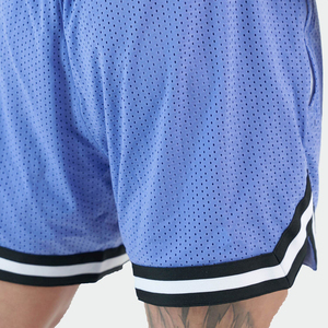 Shorts de sport pour homme en maille bleue avec cordon de serrage et poches, vêtements de sport respirants - Product Image 4