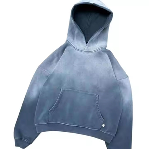 เสื้อฮู้ดดี้ผู้ชายสีดำทรงโอเวอร์ไซส์ ผ้าฝ้ายเฟรนช์เทอร์รี่ฟอกสี ลุคสบายๆ มีกระเป๋า เหมาะสำหรับใส่ในฤดูหนาว สินค้าขายดี - Product Image 5