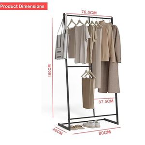 Minimalist Standing Metal Clothing <b>Rack</b> With Height Adjustable Design For Wardrobe Storage Holders - Product Image 2