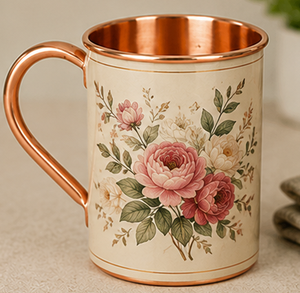 Mug à cocktail de luxe en cuivre doré avec motif mandala imprimé, émail vert émeraude, pour Moscow Mule - Product Image 2