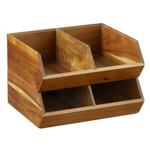 Eco-Friendly Wood Pantry <b>Storage</b> <b>Basket</b> Multipurpose Set With Open Front & Handles For Kitchen Organization Onion <b>Storage</b> - Product Image 2