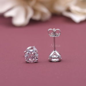 Pendientes de Diamante Cultivado en Laboratorio con Certificación IGI, Corte Redondo, en Oro Blanco/Rosa y Amarillo de 14K, Clásicos de 6 Puntas - Product Image 4