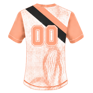 <b>Peach</b> White Black Short Sleeve Rugby Jersey Crew Neck Graphic Athletic Performance Team Sportswear Training Match Rugby <b>Shirt</b> - Product Image 2