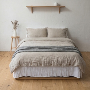 Juego de Ropa de Cama de 3 Piezas 100% Lino, Funda de Edredón Transpirable, Sábanas y Fundas de Almohada, Estilo Moderno, para Todas las Estaciones, 400 Hilos, Resistente al Agua - Product Image 1