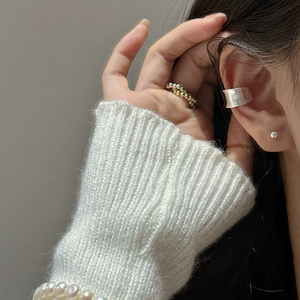 Clip d'oreille en argent sterling S925, style coréen, mode japonaise, style Matsumoto Huinai, bijou d'oreille simple et tendance. - Product Image 6