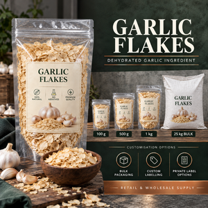 Flocons d'ail déshydratés naturels |   Ail séché de qualité supérieure pour la transformation alimentaire, assaisonnement, vente en gros, emballage en vrac et approvisionnement à l'exportation - Product Image 5