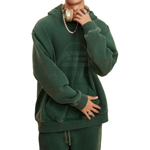 Hoodies délavés à l'acide pour l'hiver, couleur unie, vêtements tendance, en coton mélangé - Product Image 3