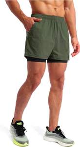 Pantalones Cortos Deportivos Transpirables de Secado Rápido para Hombre, Antideslumbrantes, de Doble Capa, con Estampado de Tres Cuartos, para Correr Maratón - Product Image 3