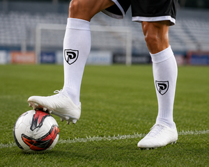 Chaussettes de football antidérapantes rouges pour hommes DUMELA INTERNATIONAL - Spandex/Nylon tricoté, imprimé par transfert thermique, respirantes, séchage rapide - Product Image 5
