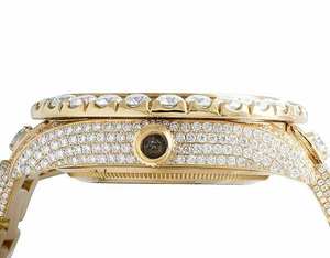 BOJ R.O.L.E.X.043 Montre pour homme en acier, quartz analogique, avec chiffres et lettres, entièrement sertie de moissanite, de luxe, tendance, 41MM, étanche 3BAR, style Hip Hop - Product Image 5