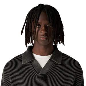 Pull polo côtelé pour homme, noir, manches longues, effet délavé, doux et texturé, décontracté, hiver, OEM - Product Image 5