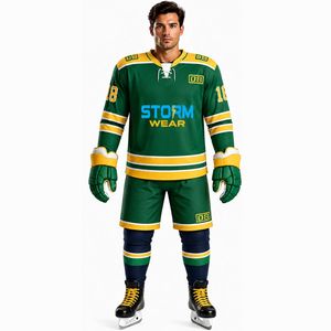 Service OEM, vêtements de sport, uniforme de hockey sur glace, logo sur le devant, 100% polyester, impression respirante, impression numérique, maillot de hockey sur glace pour homme adulte - Product Image 5