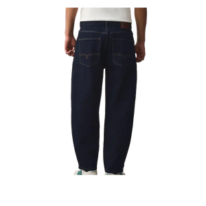 Men's Dark Blue Straight-Leg Jeans Mid Waist Regular Fit Casual Cotton Denim Autumn Wear - Product Image 1