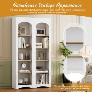 Set di 2 Librerie Autoportanti TREND a 5 Ripiani, Stile Rustico Bicolore con Ripiani Regolabili - Product Image 6