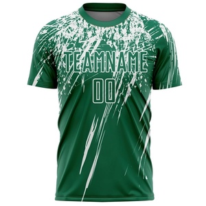 เสื้อฟุตบอลสีเขียวพิมพ์ลายแบบซับลิเมชั่นตามสั่ง ดีไซน์ดิจิทัลเต็มรูปแบบ ชุดกีฬาทีม ระบายอากาศได้ดี ชุดออกกำลังกาย ชุดฝึกซ้อม - Product Image 1