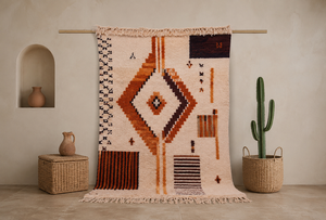 Custom Handmade Moroccan Berber Wool <b>Rug</b> Hand Knotted Tribal Geometric <b>Boho</b> Area Carpet for Living Room Bedroom - Product Image 1