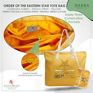 กระเป๋าโท้ทสีเหลืองลายดาวสีทอง คำขวัญ Let Your Light Shine OES F.A.T.A.L |   กระเป๋าโท้ทกันน้ำสีเหลืองอีสเทิร์นสตาร์แบบสั่งทำพิเศษ - Product Image 5