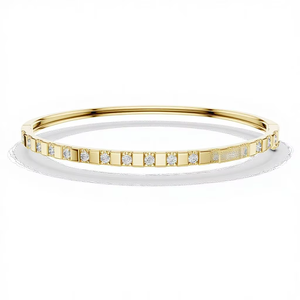 MINIMALIST 0.5CT LAB GROWN Round CUT DIAMOND STIFF <b>BRACELET</b> Rhodium Plated 18KT Yellow Gold Engagement Valentine Women - Product Image 1