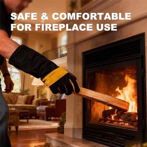 ถุงมือหนังวัวแท้สำหรับงานเชื่อม ป้องกันเต็มฝ่ามือ คุณภาพสูง สำหรับงานอุตสาหกรรม ความปลอดภัยในการทำงาน งานก่อสร้าง ปิ้งย่าง - Product Image 4