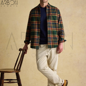 Nouvelle Arrivée Tendance : Chemise Décontractée à Carreaux pour Homme, Manches Longues, Vert Foncé et Moutarde, Confortable et Personnalisable - Product Image 6