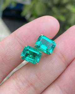 Magníficos Pendientes de Esmeralda de 3.0 CTW, Corte Esmeralda, Circonita Cúbica, Oro Sólido de 14K, Joyería Elegante para Uso Diario, Regalo para Esposa - Product Image 2