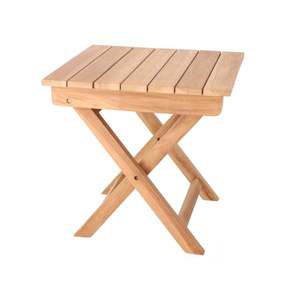 Table d'appoint pliante en teck massif pour extérieur, résistante à l'eau, durable, écologique, pour jardin et terrasse - Product Image 1