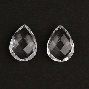 Perles de cristal de quartz naturel de haute qualité, forme poire, 10x14mm, briolette, pierres précieuses calibrées, pour la fabrication de boucles d'oreilles - Product Image 1