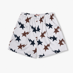 Shorts de basket en mesh pour hommes, imprimé étoiles, respirants, séchage rapide, logo personnalisé, streetwear, marque privée, vente en gros, shorts en mesh personnalisés OEM - Product Image 1