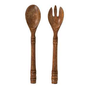 Polished Metal <b>Salad</b> Servers Set Stainless Steel Fork and Spoon with Textured Handles Dishwasher Safe Metal <b>Salad</b> <b>Tools</b> - Product Image 3