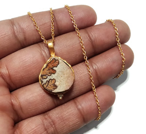 Colgante de Ágata Dendrítica Natural con Engaste de Plata de Ley 925, Bañado en Plata, Forma de Pera, Estilo Bohemia, Unisex - Product Image 4