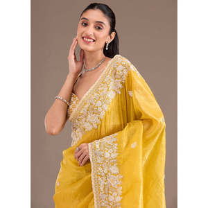 Embroidered <b>Saree</b> with Sequins Work for Career Parties - Product Image 3