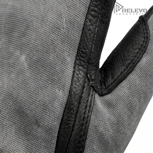 Custom Vintage Grey Waxed Canvas Motorcycle Gloves Genuine Black Leather Palm Biker Gloves D-Ring Wrist Strap Heritage Urban - Product Image 5